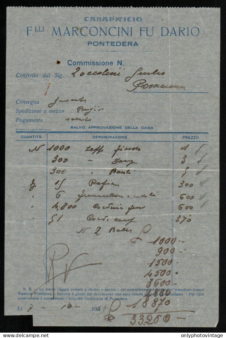 Pontedera (PI) 1949 - Canapificio F.lli Marconcini Fu Dario - Italie