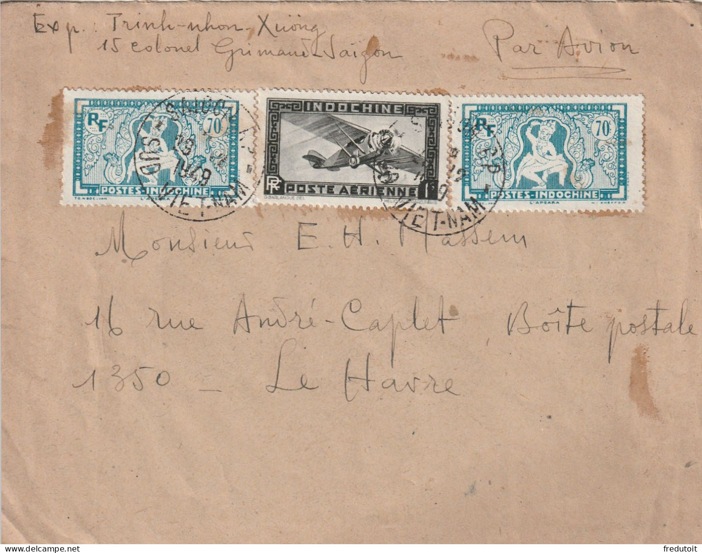 INDOCHINE - LETTRE - Saïgon Le 29/12/1949 - Storia Postale