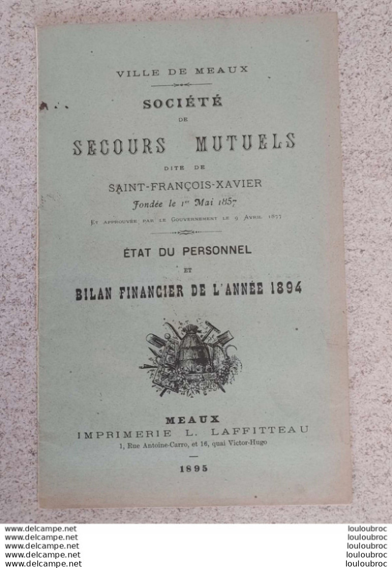 VILLE DE MEAUX SOCIETE DE SECOURS MUTUELS ANNEE 1894  ETAT DU PERSONNEL 22 PAGES - Meaux