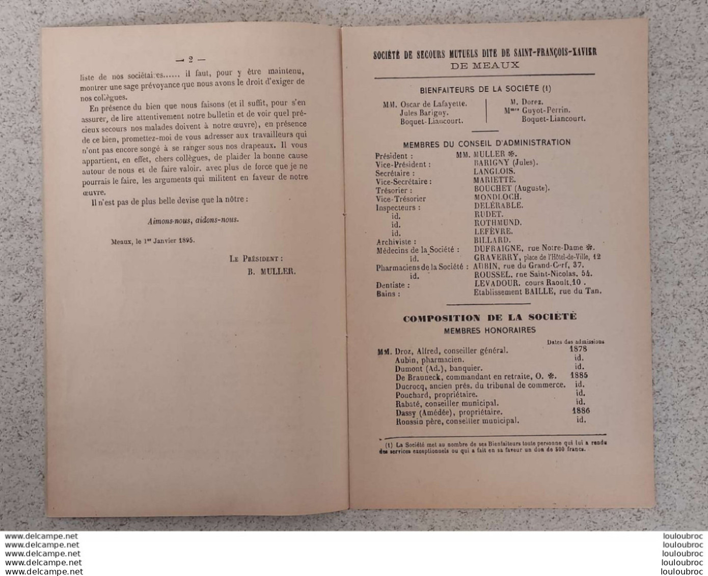 VILLE DE MEAUX SOCIETE DE SECOURS MUTUELS ANNEE 1894  ETAT DU PERSONNEL 22 PAGES - Meaux