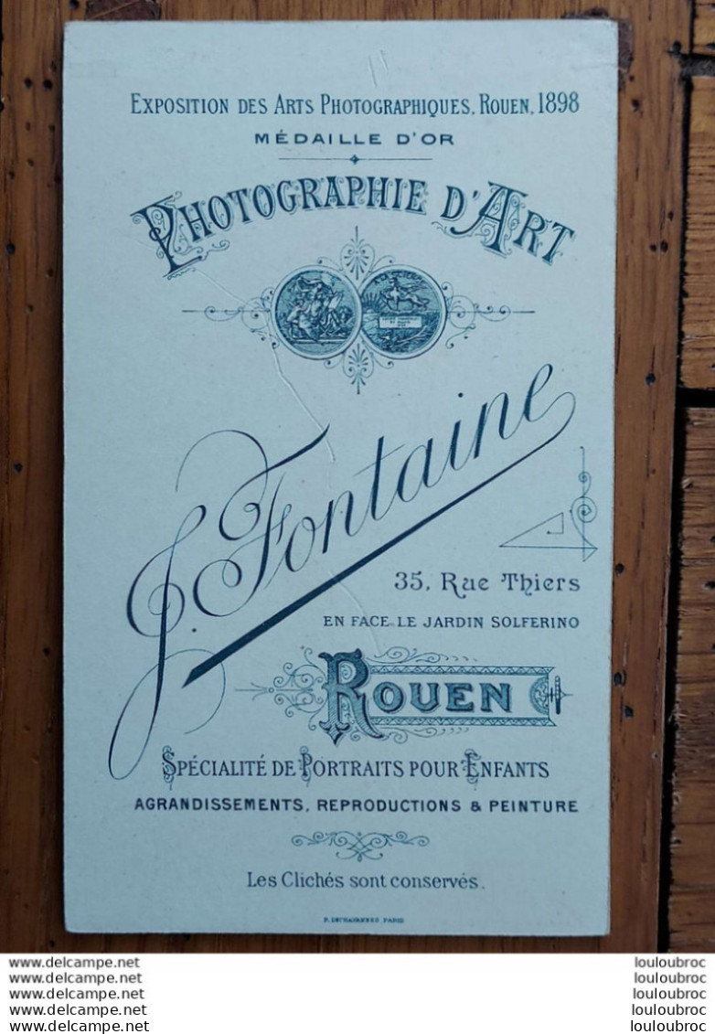 PHOTO CDV  FONTAINE 35 RUE THIERS A ROUEN  10.50 X 6 CM - Anciennes (Av. 1900)