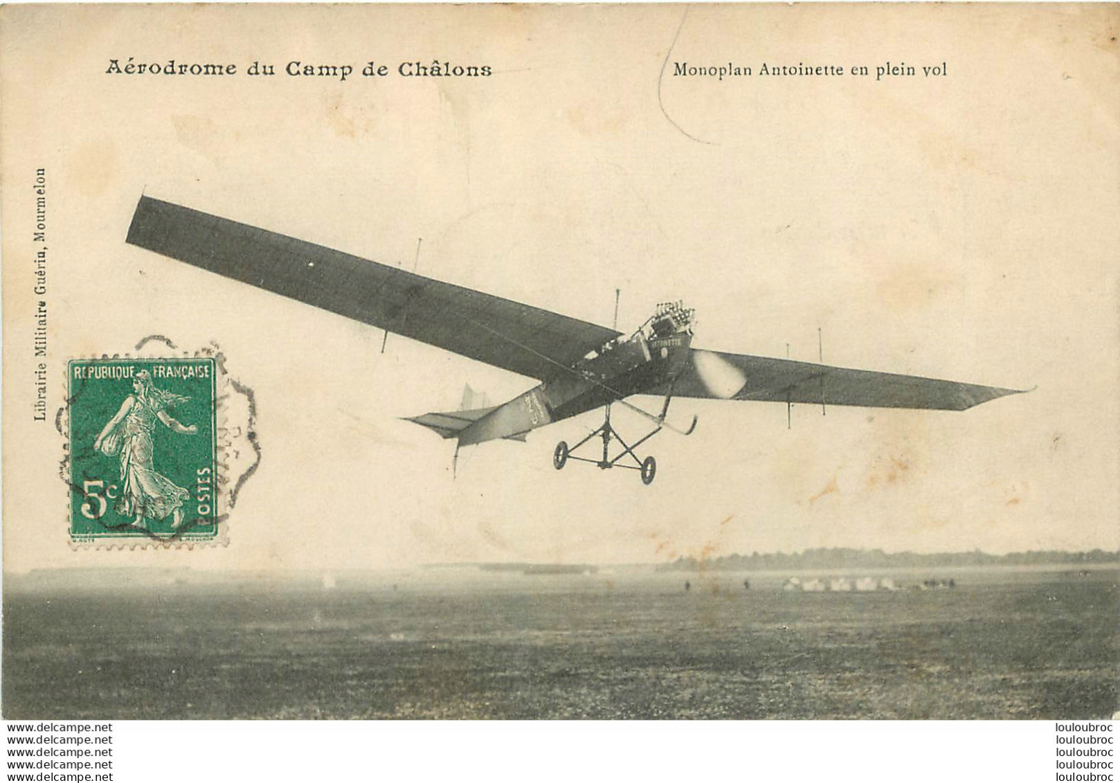 MONOPLAN ANTOINETTE EN PLEIN VOL  AERODROME DU CAMP DE CHALONS - ....-1914: Précurseurs