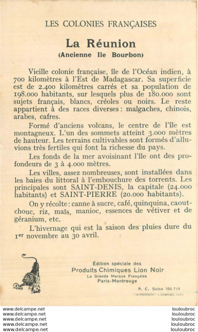 LA REUNION COLONIE  FRANCAISE PUBLICITE PRODUITS DU LION NOIR - Other & Unclassified