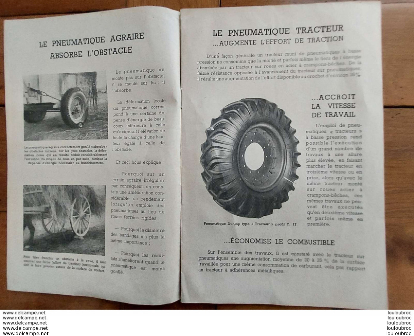 LES PNEUS DUNLOP AGRAIRES 14 PAGES ILLUSTREES - Tractores