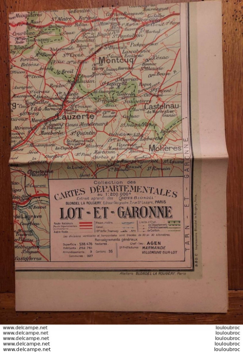 CARTE DEPARTEMENTALE 200 000e BLONDEL LA ROUGERY N°47 LOT ET GARONNE - Wegenkaarten