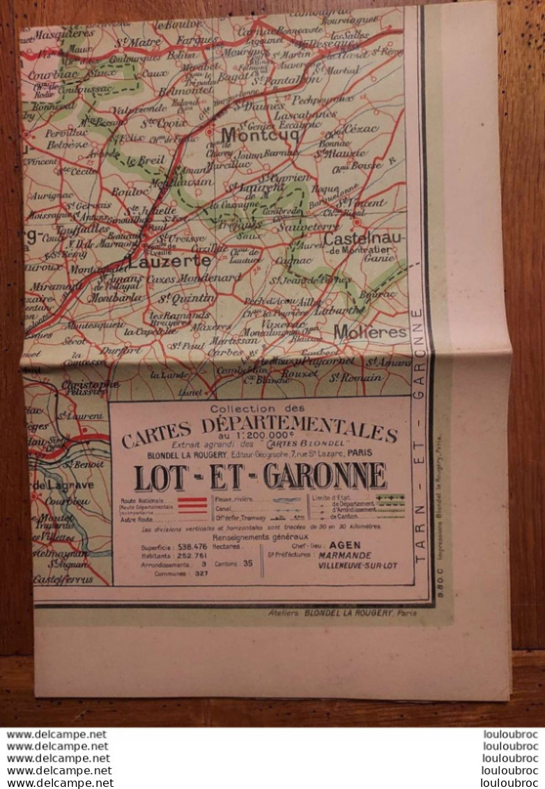 CARTE DEPARTEMENTALE 200 000e BLONDEL LA ROUGERY N°47 LOT ET GARONNE - Strassenkarten