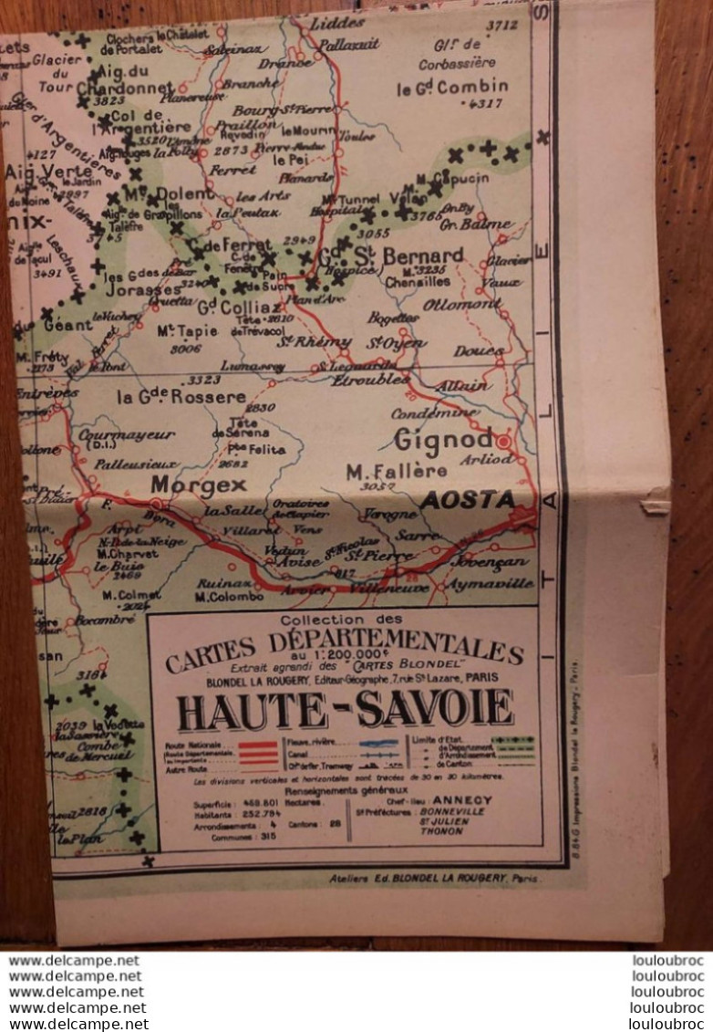 CARTE DEPARTEMENTALE 200 000e BLONDEL LA ROUGERY N°74 HAUTE SAVOIE - Wegenkaarten