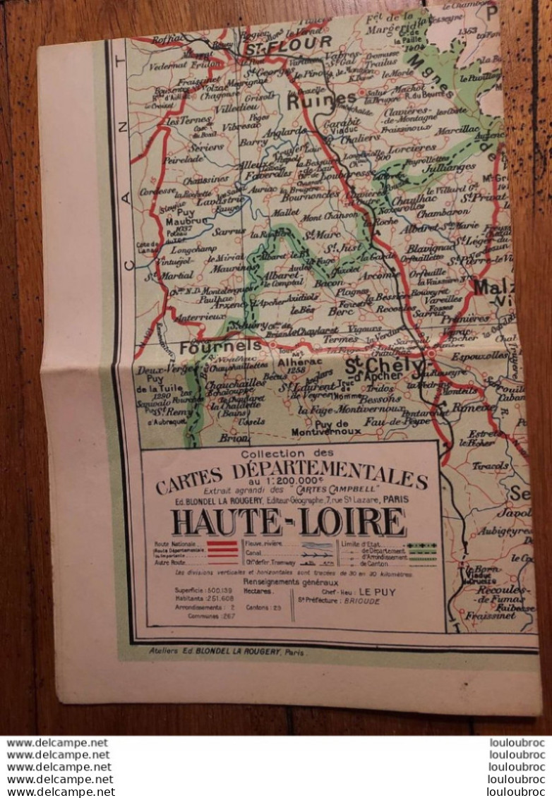 CARTE DEPARTEMENTALE 200 000e BLONDEL LA ROUGERY N°43 HAUTE LOIRE - Wegenkaarten