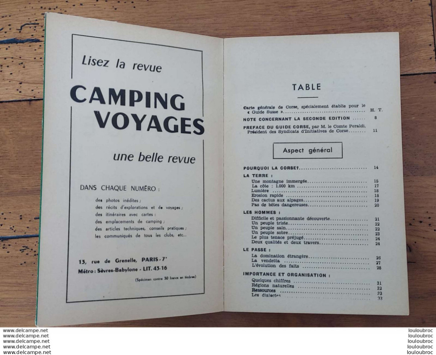 GUIDE TOURISTIQUE CORSE 180 PAGES GUIDE SUSSE EDITION J. HUREAU 1957 PARFAIT ETAT - Cuadernillos Turísticos