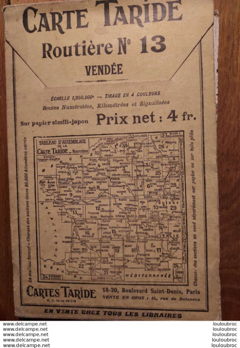 CARTE TARIDE ROUTIERE N°13 VENDEE PARFAIT ETAT 1/250.000e - Wegenkaarten