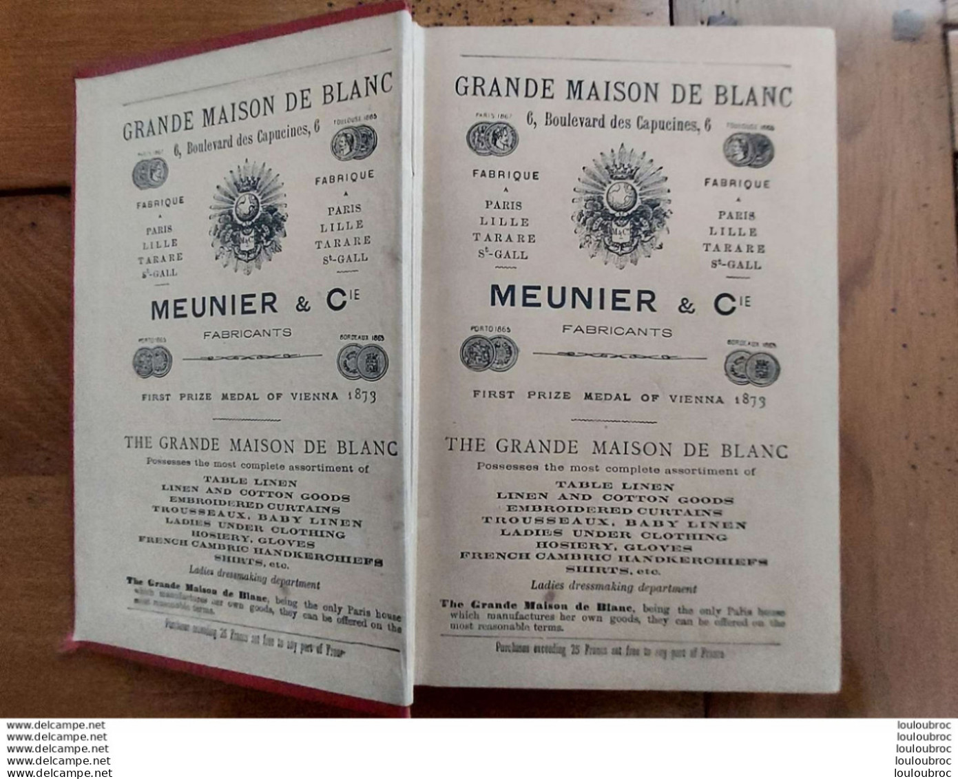 GRAND HOTEL DU LOUVRE GUIDE DE L'ETRANGER DANS PARIS ET SES ENVIRONS 1877 TRES BON ETAT - 1801-1900