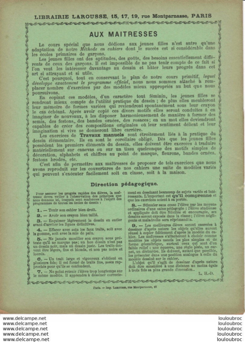 CAHIER METHODE DE DESSIN A L'USAGE DES JEUNES FILLES  1er CAHIER PARFAIT ETAT COMPLET NON ECRIT - Ohne Zuordnung