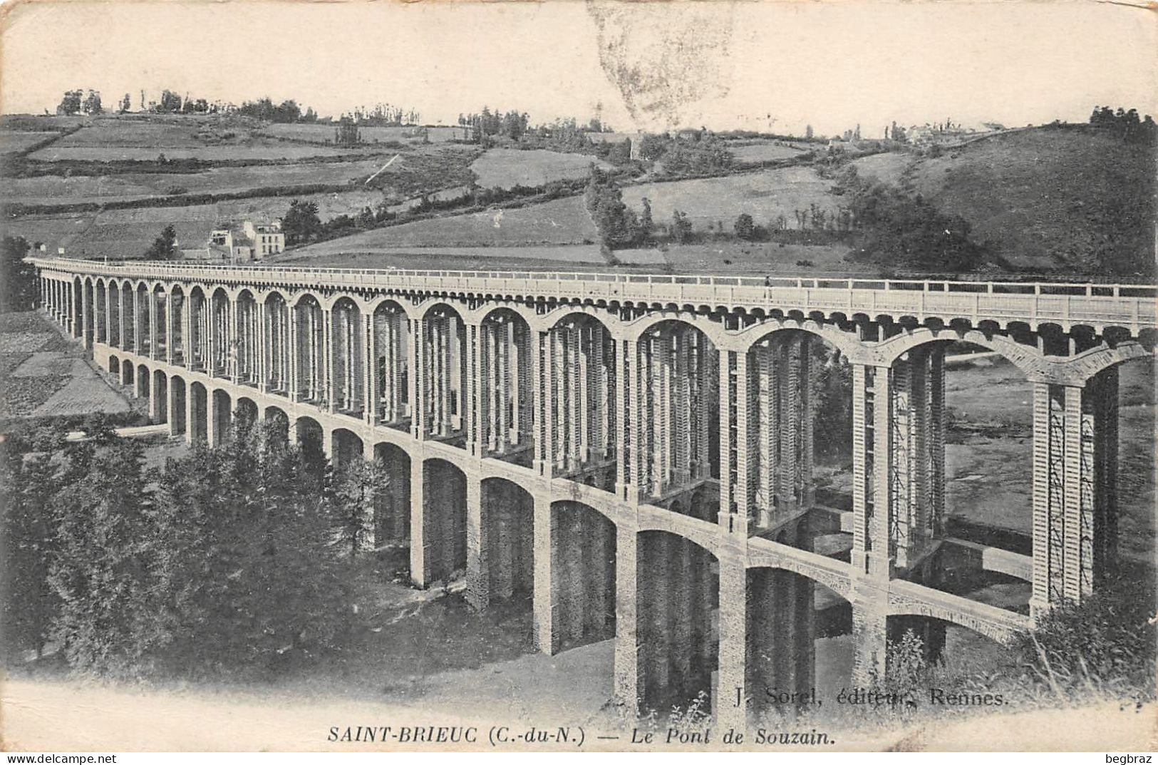 SAINT BRIEUC     PONT DE SOUZAIN    CACHET MILITAIRE  155 E  D INFANTERIE - Saint-Brieuc