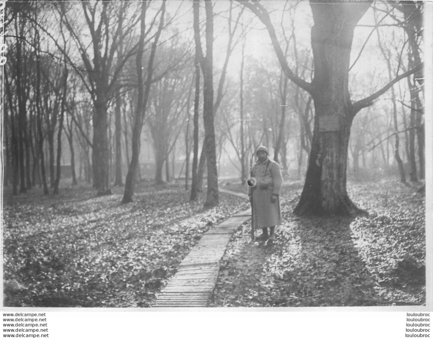 SOLDAT DANS UN BOIS PREMIERE GUERRE PHOTO ORIGINALE 18 X 13 CM - Oorlog, Militair