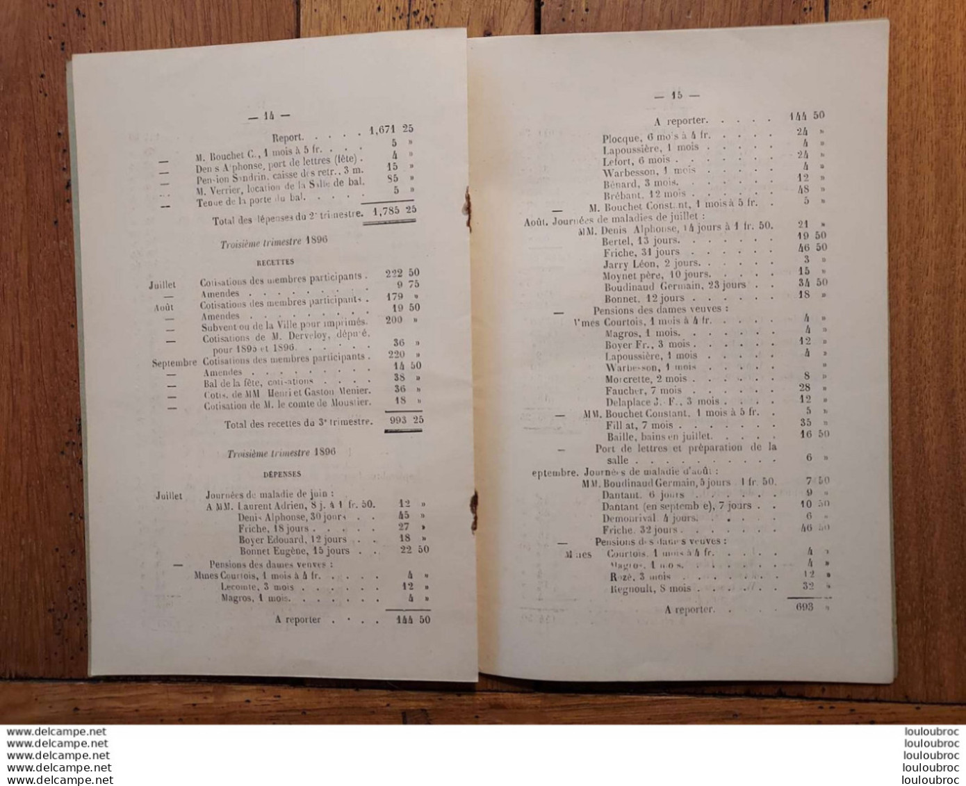 VILLE DE MEAUX  SOCIETE DE SECOURS MUTUELS BILAN FINANCIER ET ETAT DU PERSONNEL  ANNE 1896 - Documenti Storici