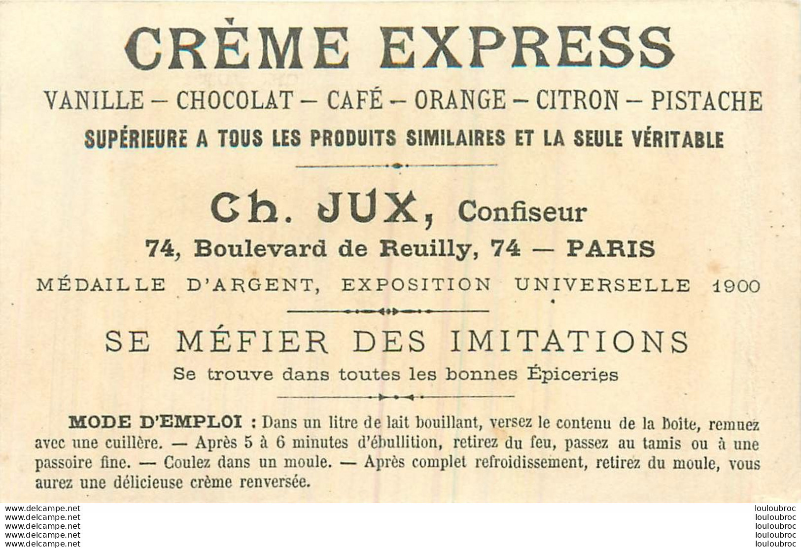 CHROMO CREME EXPRESS CH. JUX PARIS MARINE LA CHAUFFERIE - Other & Unclassified