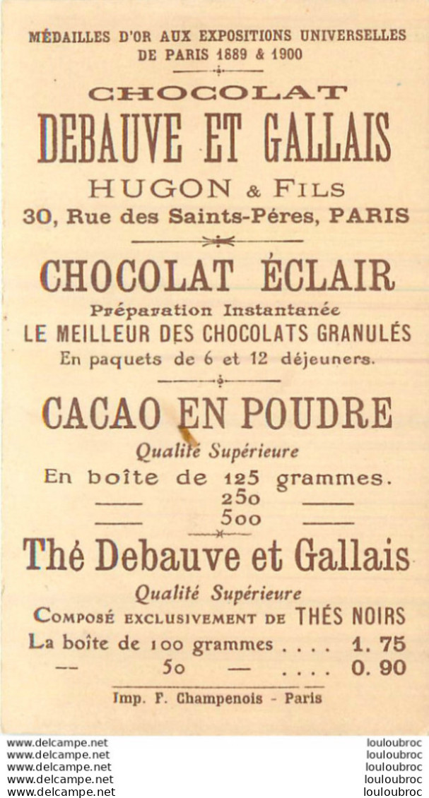 CHOCOLAT DEBAUVE ET GALLAIS  HUGON ET  FILS PARIS MIREILLE ACTE II - Autres & Non Classés