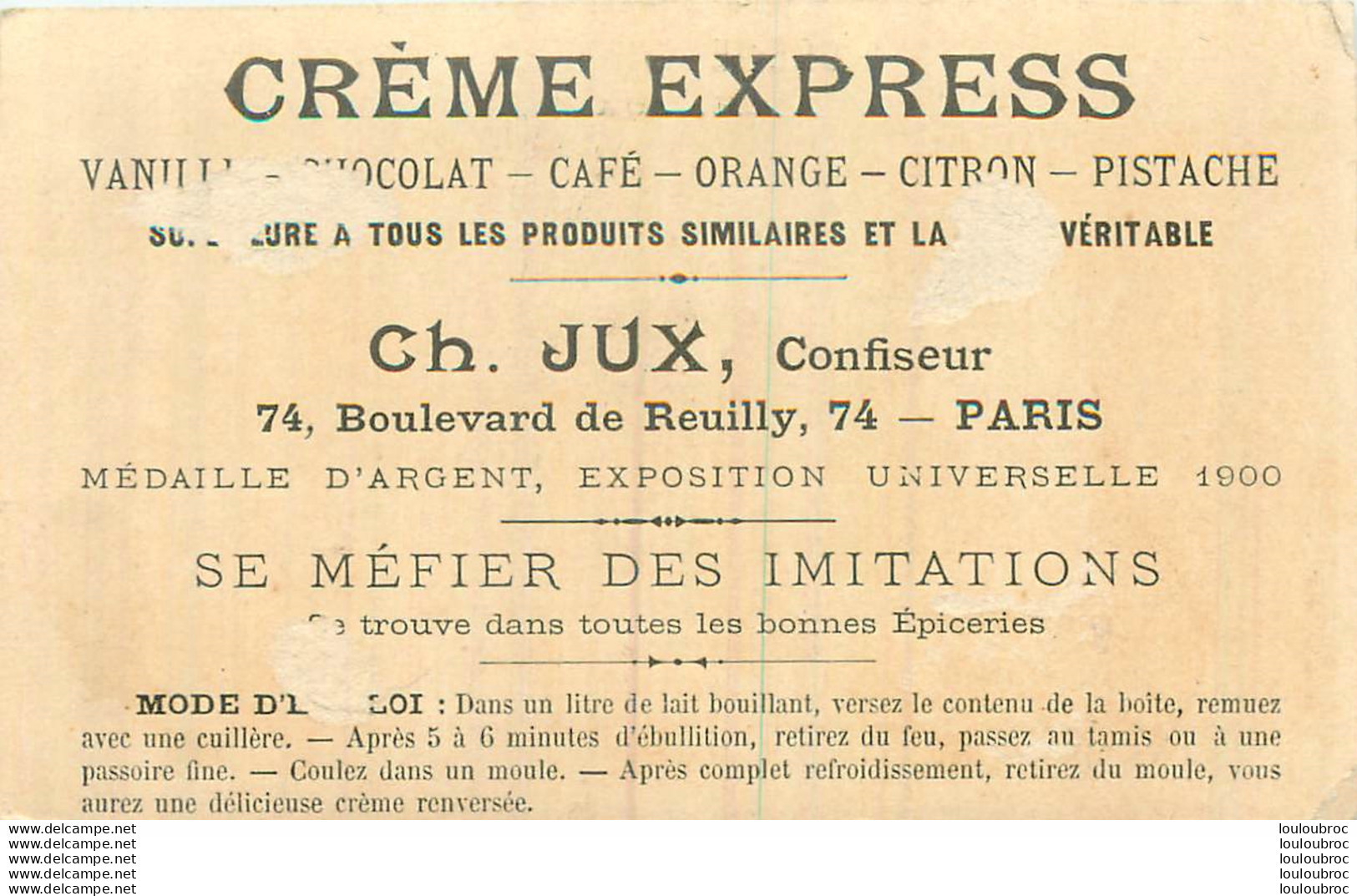 CHROMO CREME EXPRESS CH. JUX  PARIS DIRIGEABLE VIVE LA FRANCE - Other & Unclassified