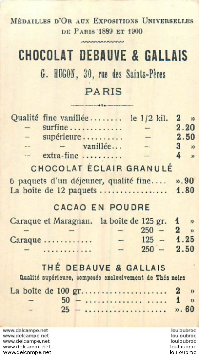 CHOCOLAT DEBAUVE ET GALLAIS  HUGON ET  FILS PARIS LES ARMES EPINAL - Autres & Non Classés