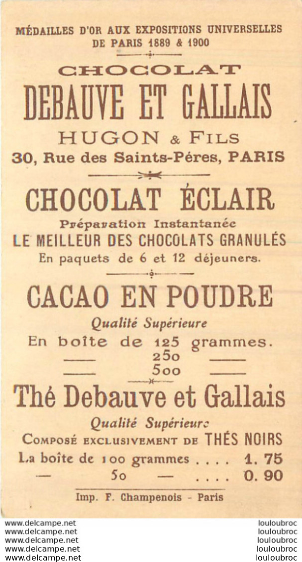 CHOCOLAT DEBAUVE ET GALLAIS  HUGON ET  FILS PARIS MANON ACTE III - Other & Unclassified