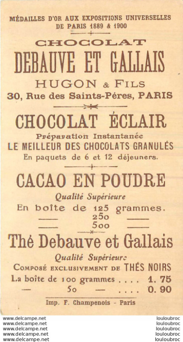 CHOCOLAT DEBAUVE ET GALLAIS  HUGON ET  FILS PARIS MANON ACTE III - Andere & Zonder Classificatie