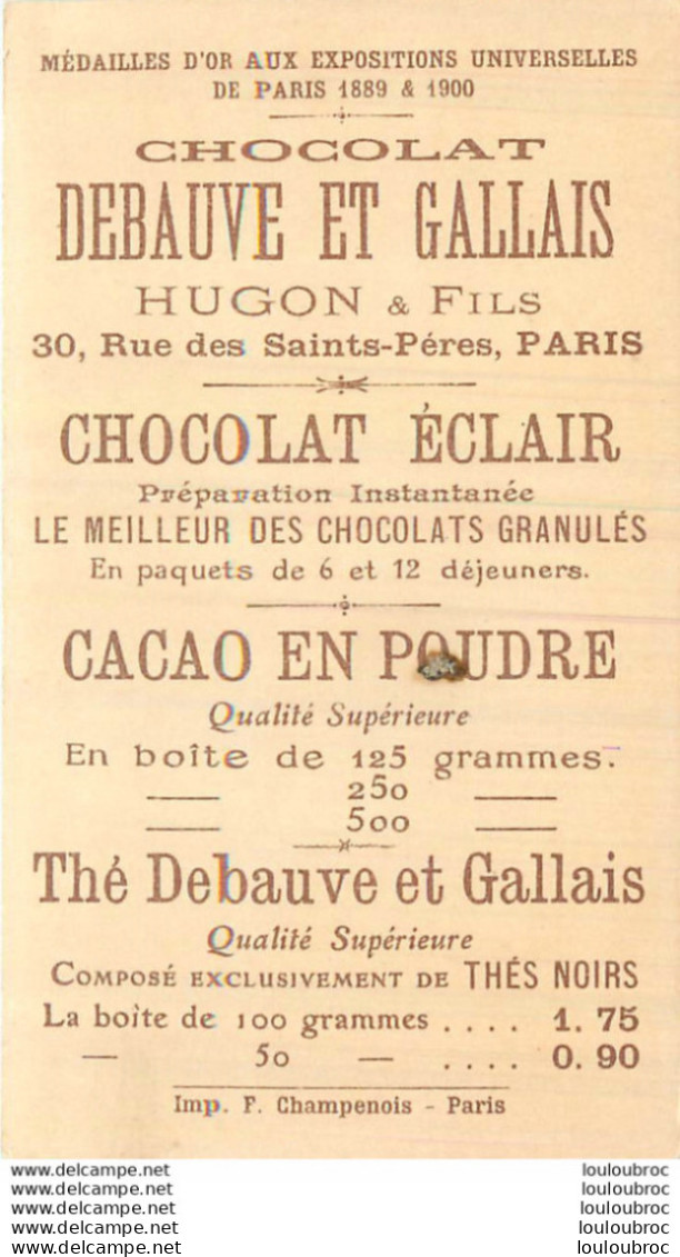 CHOCOLAT DEBAUVE ET GALLAIS  HUGON ET  FILS PARIS LES HUGUENOTS ACTE II - Autres & Non Classés