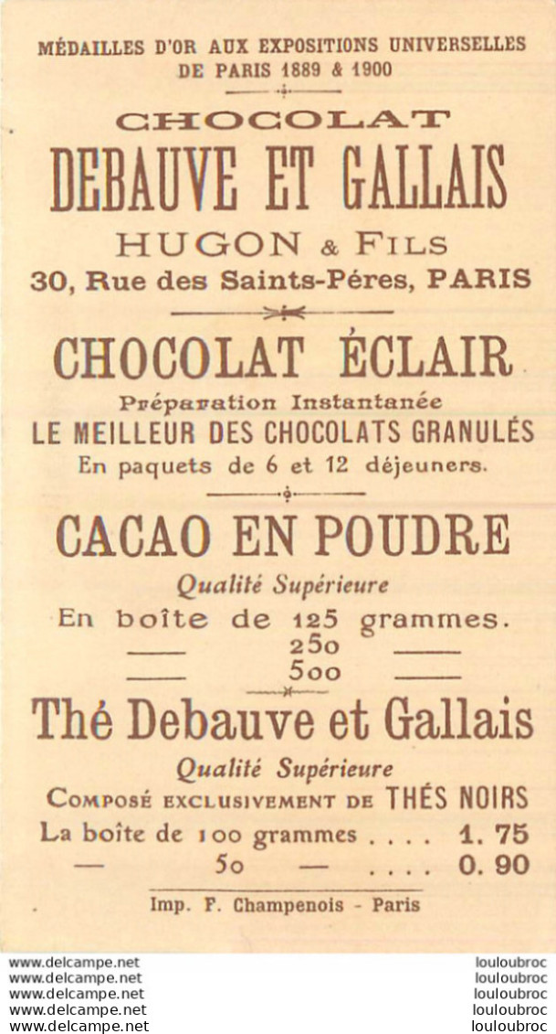 CHOCOLAT DEBAUVE ET GALLAIS  HUGON ET  FILS PARIS LE PRE AUX CLERCS ACTE I - Sonstige & Ohne Zuordnung