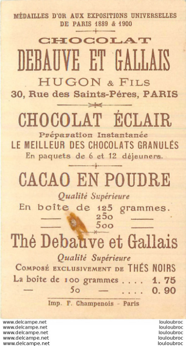 CHOCOLAT DEBAUVE ET GALLAIS  HUGON ET  FILS PARIS MIREILLE ACTE III - Autres & Non Classés