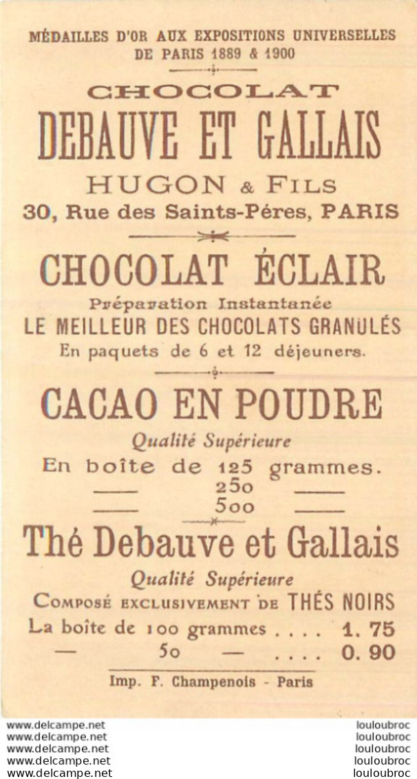 CHOCOLAT DEBAUVE ET GALLAIS  HUGON ET  FILS PARIS LE  PROPHETE ACTE V - Sonstige & Ohne Zuordnung