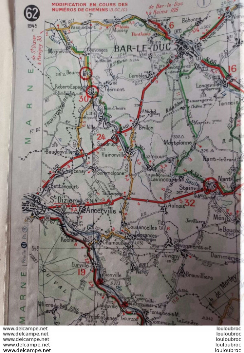 CARTE MICHELIN CHAUMONT STRASBOURG  1945 - Cartes Routières