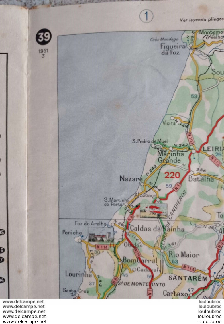 CARTE MICHELIN GRANDES CARRETERAS ESPAGNE ET PORTUGAL  1951-1952 - Strassenkarten