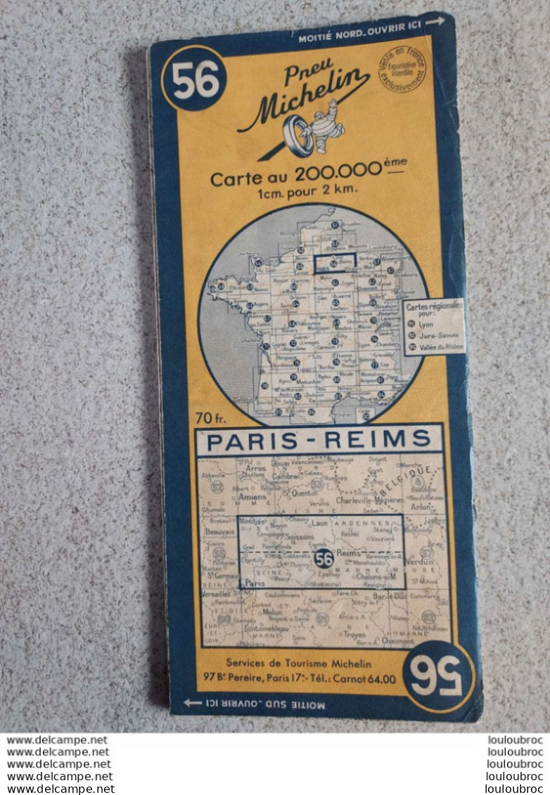 CARTE MICHELIN PARIS REIMS 1951 - Callejero