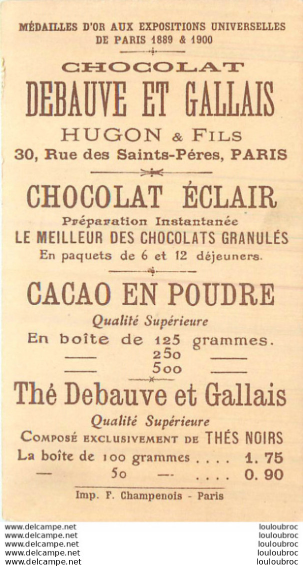 CHOCOLAT DEBAUVE ET GALLAIS  HUGON ET  FILS PARIS  FAUST ACTE III - Sonstige & Ohne Zuordnung