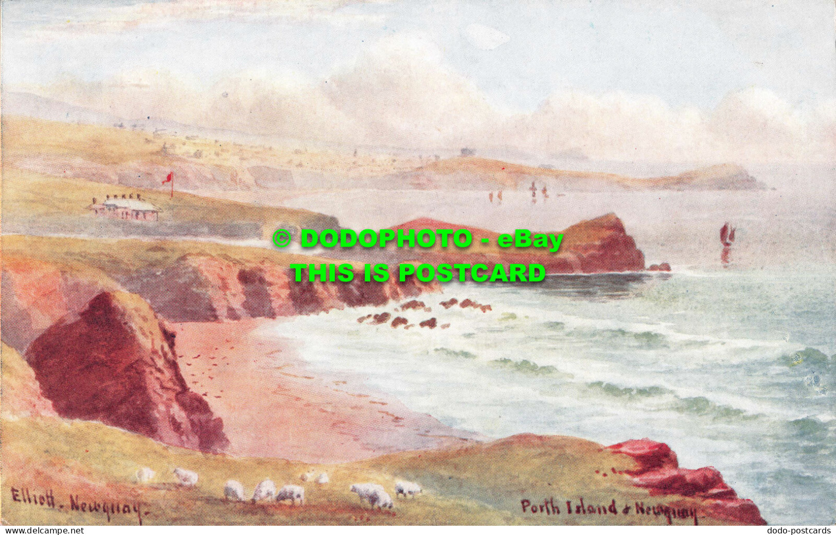 R548900 Porth Island And Newquay. J. W. Ruddock. Artist Series. Elliott - World