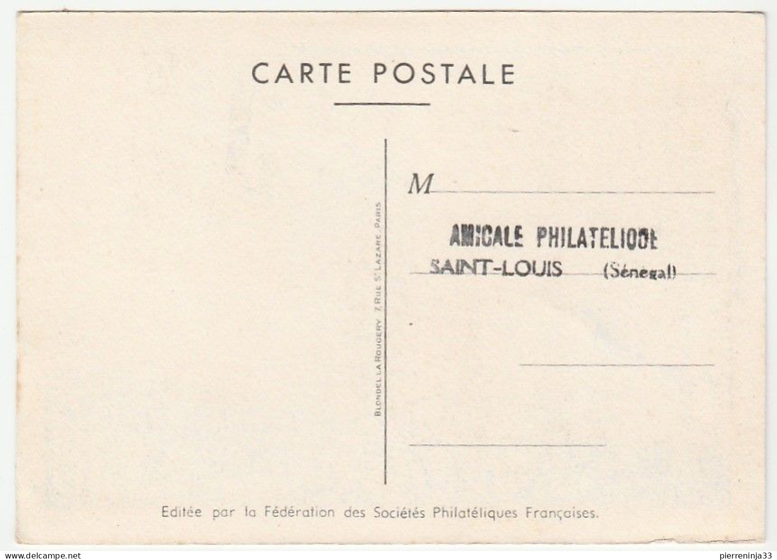 Carte Journée Du Timbre, Saint Louis / Sénégal, 1950, Facteur - Covers & Documents