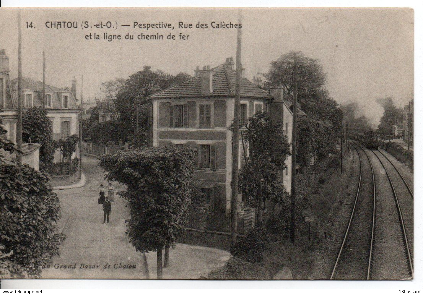 Carte Postale Ancienne Chatou - Perspective Rue Des Calèches Et La Ligne Du Chemin De Fer - Chatou