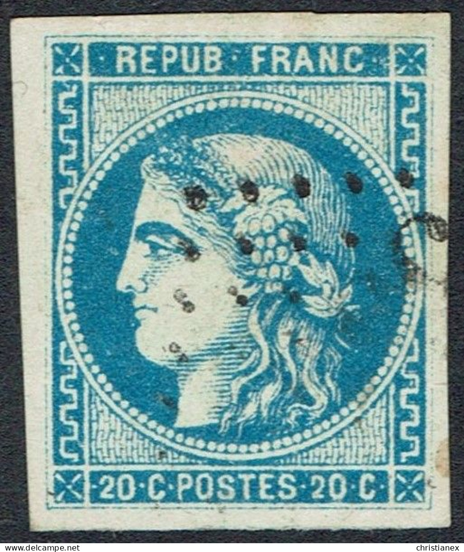 YT N° 46B Bordeaux 20c BLEU Type III Report II - Position 7 Du Bloc Report - 1870 Bordeaux Printing