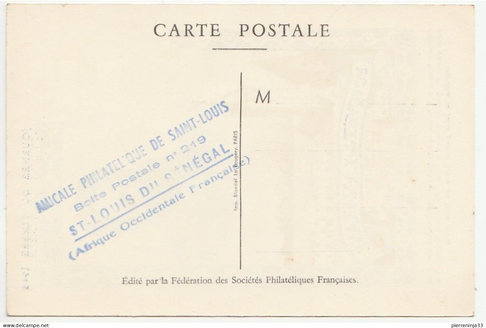 Carte Journée Du Timbre, Saint Louis / Sénégal, 1946, Vierge - Covers & Documents