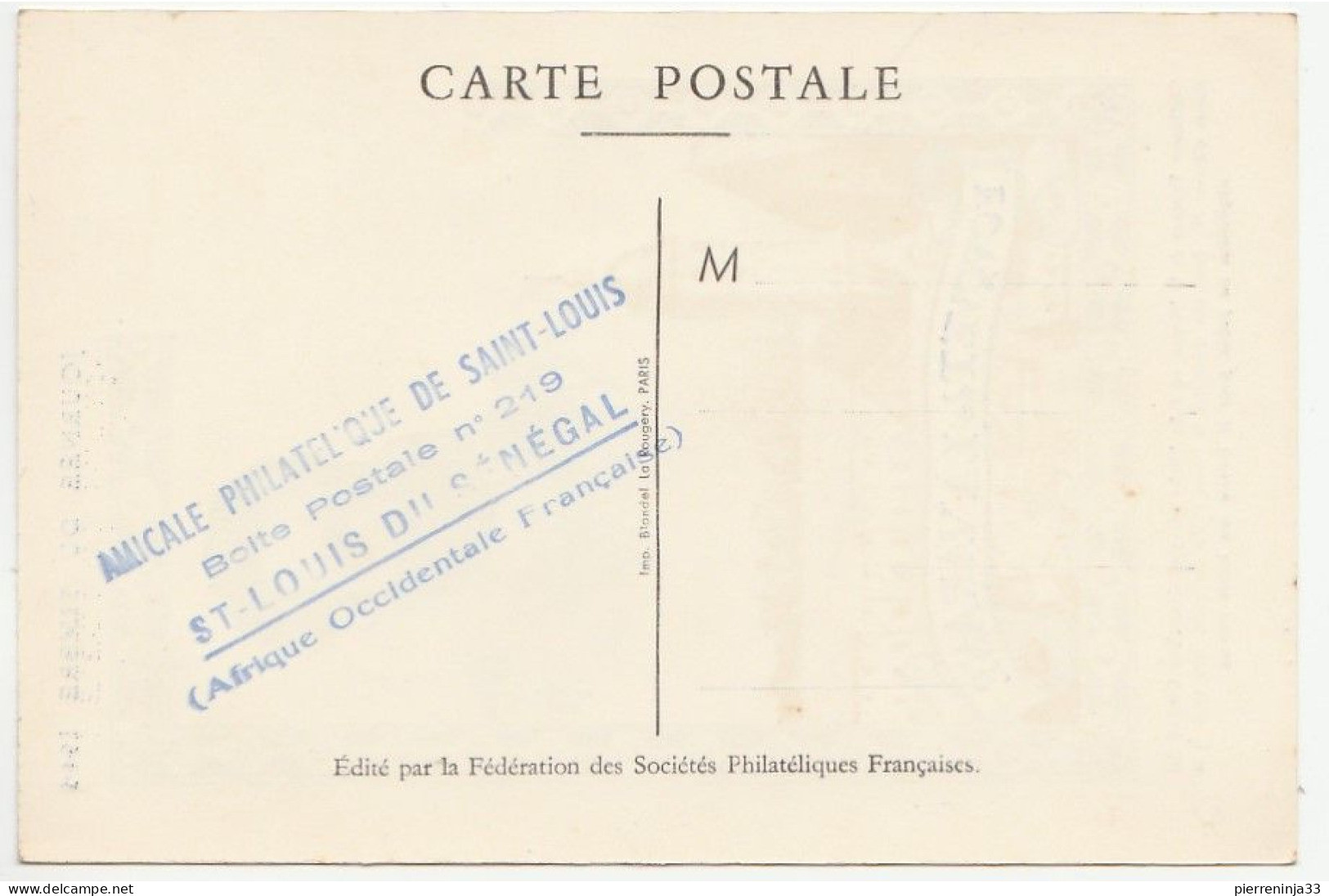 Carte Journée Du Timbre, Saint Louis / Sénégal, 1946, Vierge - Cartas & Documentos