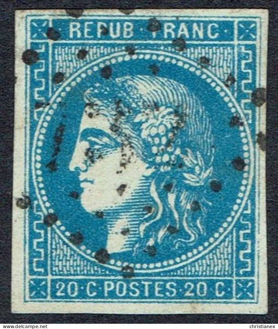 YT N° 46B Bordeaux 20c BLEU Type III Report II - Position 9 Du Bloc Report - 1870 Ausgabe Bordeaux