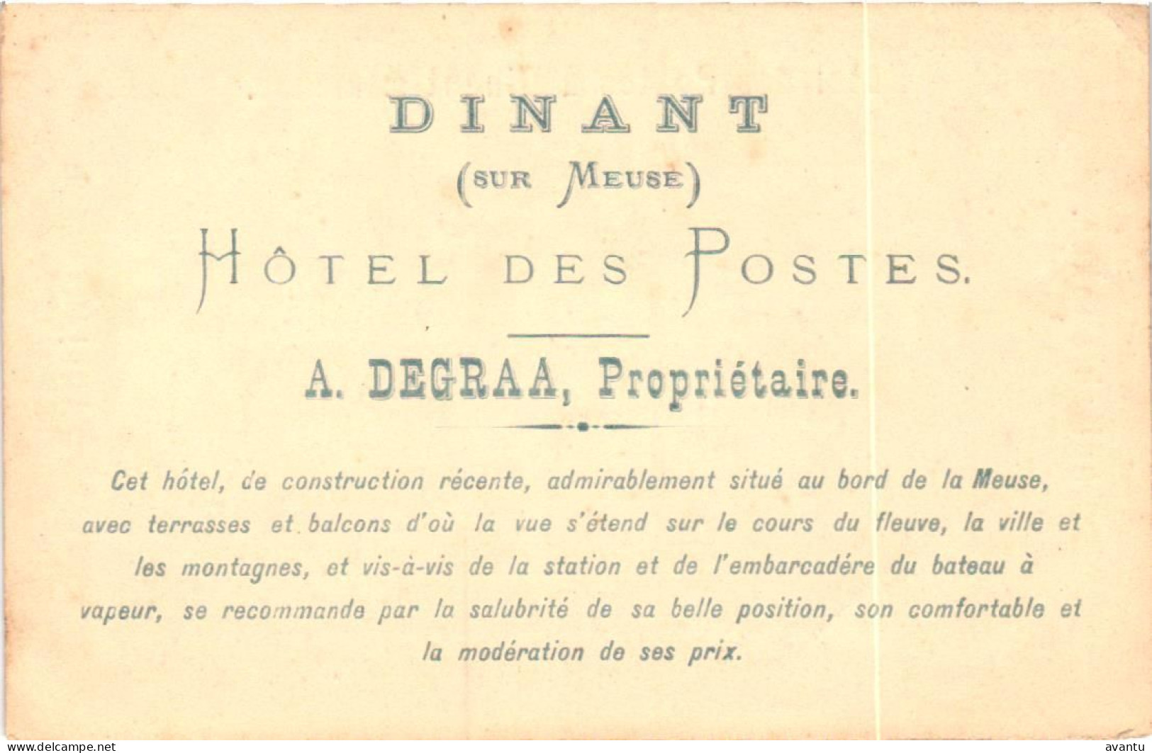 DINANT / HOTEL DES POSTES  / CARTE PUBLICITAIRE PENSION DE FAMILLE - Dinant
