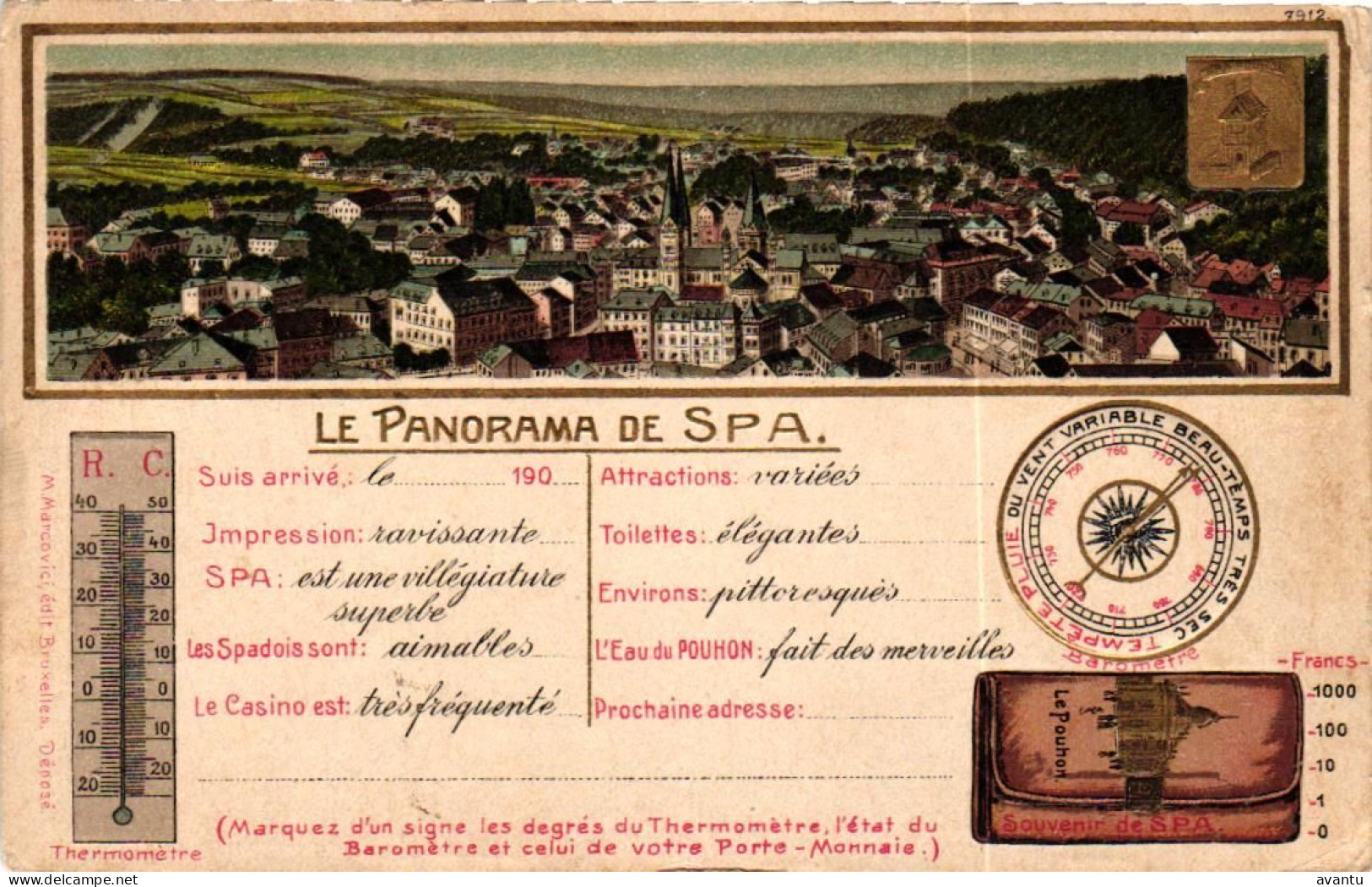 SPA / PANORAMA  1907 / CARTE GAUFREE - Spa