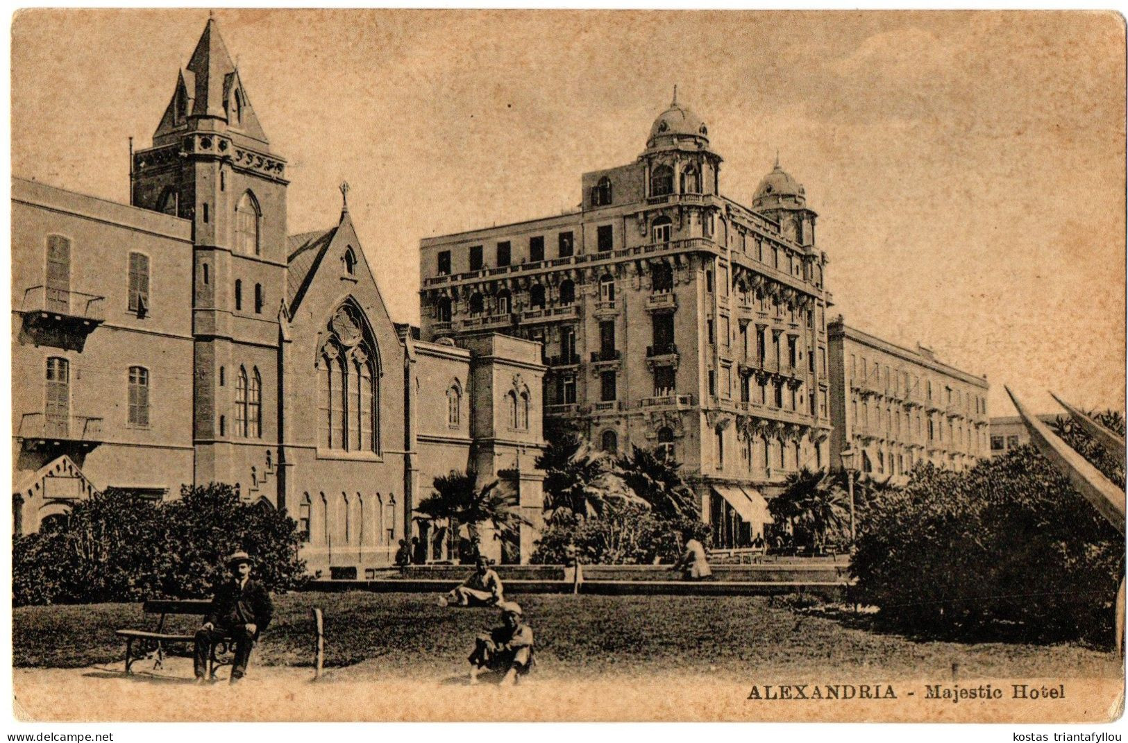 4.1.24 EGYPT, ALEXANDRIA, MAJESTIC HOTEL, 1923, POSTCARD - Alexandrie