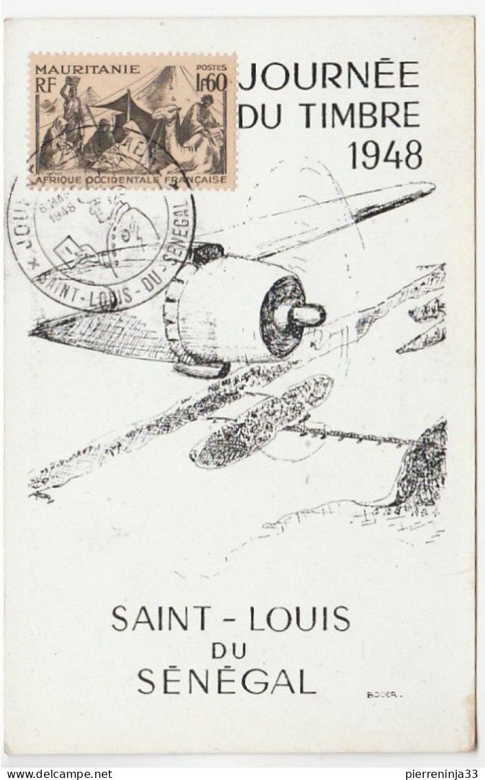 Carte Journée Du Timbre, Saint Louis / Sénégal, 1948, Aviation - Storia Postale