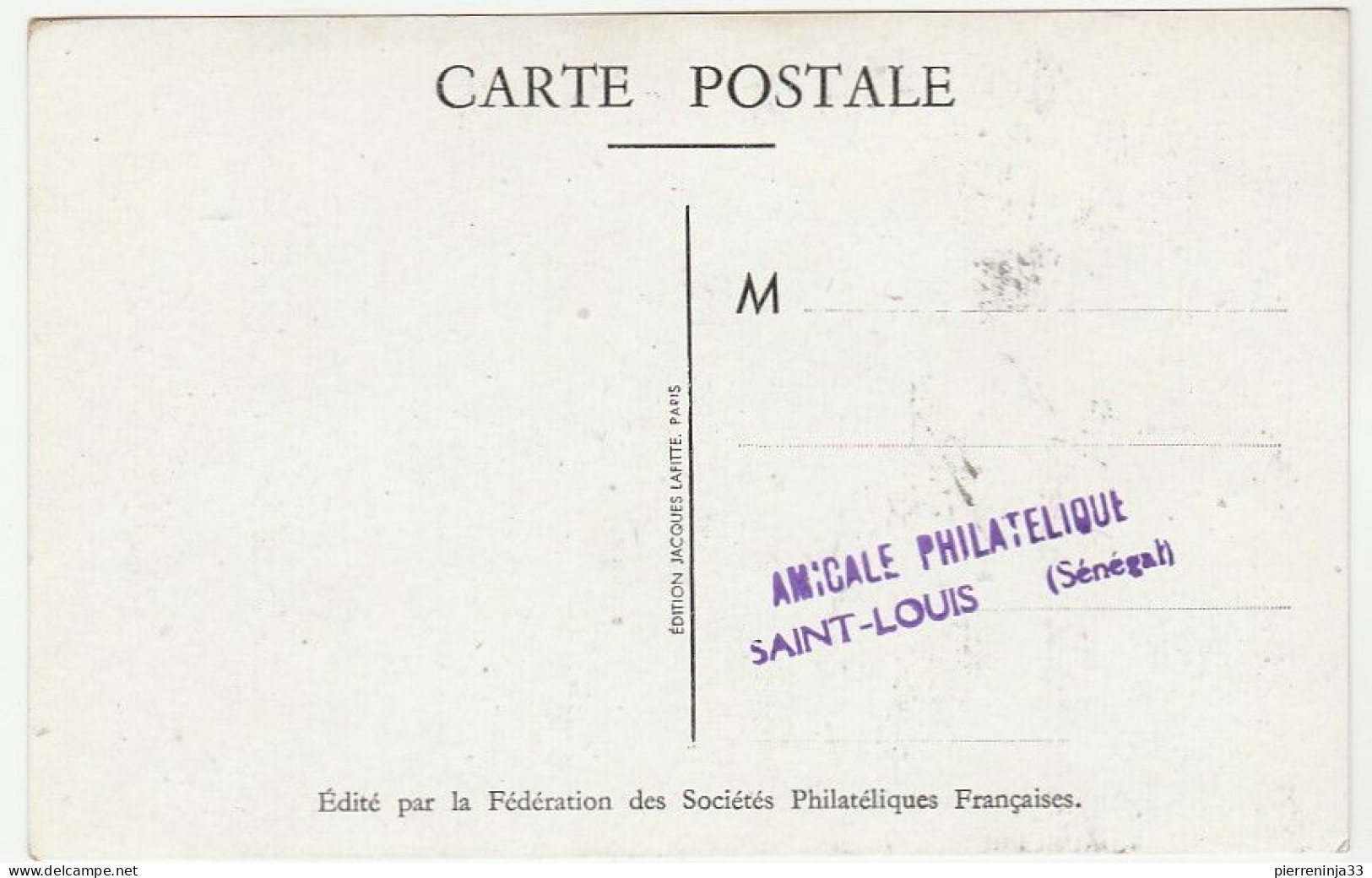 Carte Journée Du Timbre, Saint Louis / Sénégal, 1948, Aviation - Briefe U. Dokumente