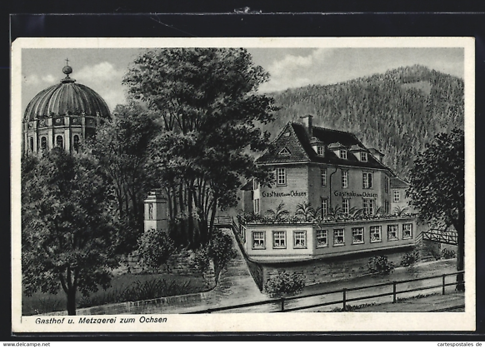 Künstler-AK Sign. Hans Pernat: St. Blasien /bad. Schwarzwald, Gasthaus Zum Ochsen, Inh. F. Flum  - Other & Unclassified