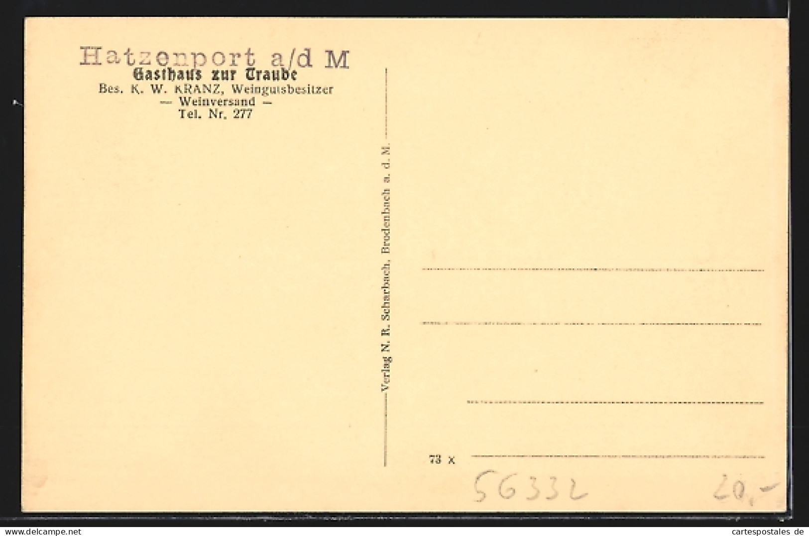 AK Hatzenport A. D. M., Gasthaus Zur Traube K. W. Kranz  - Other & Unclassified