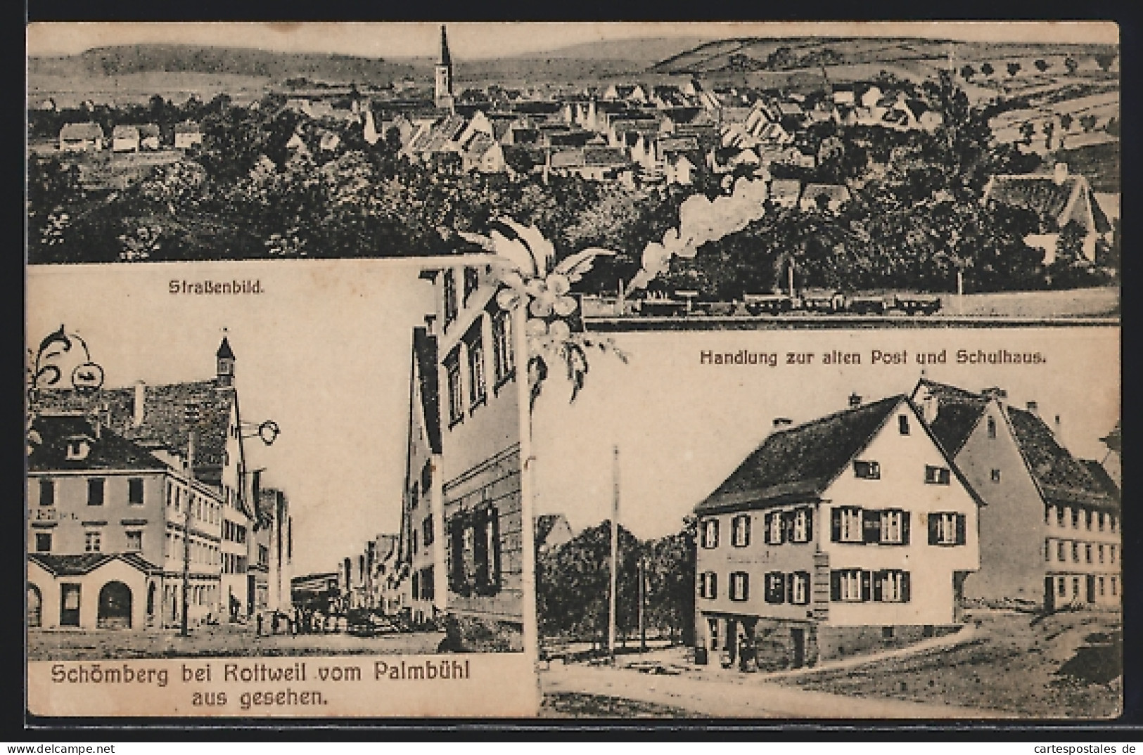 AK Schömberg / Rottweil, Strassenbild, Handlung Zur Alten Post Und Schulhaus  - Schömberg