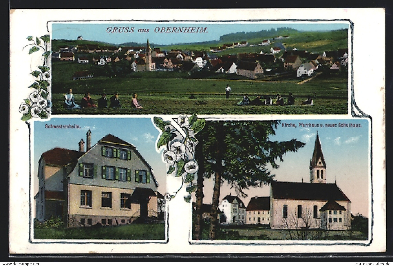 AK Obernheim / Balingen, Panorama, Schwesternheim, Kirche, Pfarrhaus Und Neues Schulhaus  - Balingen