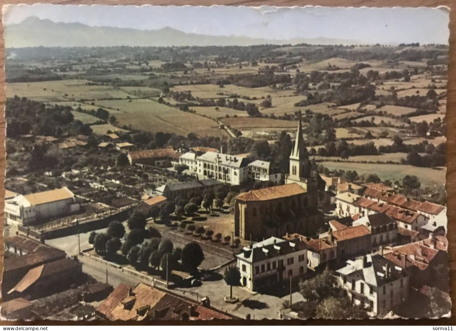 CPSM GALAN 65 L'Eglise, L'Hospice, Chaîne Des Pyrénées - Galan